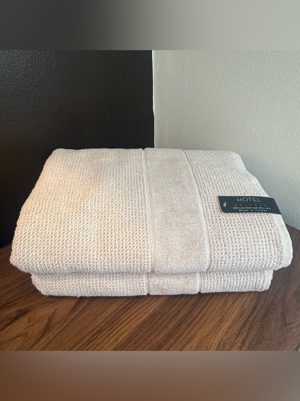 Hotel Balfour 100% Turkish Cotton Cream Waffle Weave Bath Towels - Set of 2